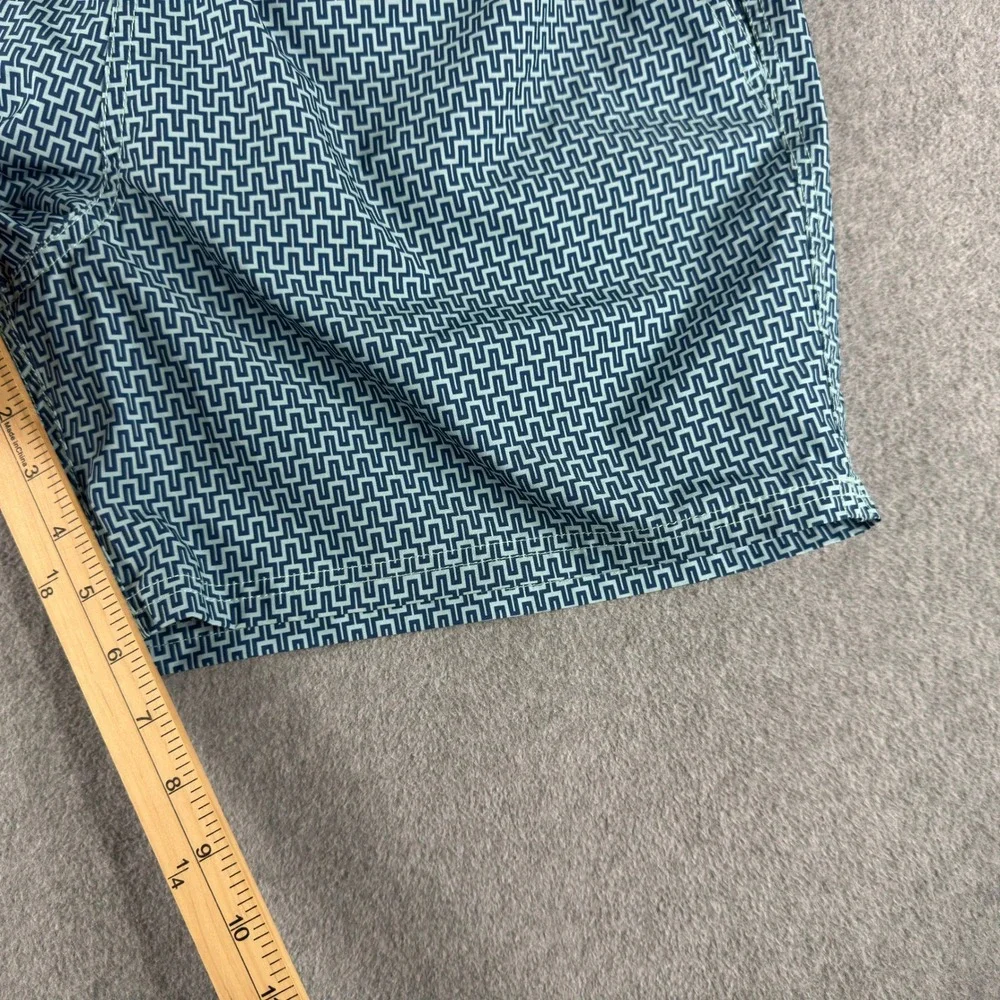 J.Crew Flex Swimwear Mens Large Blue Geometric Maze Print Swim Trunks